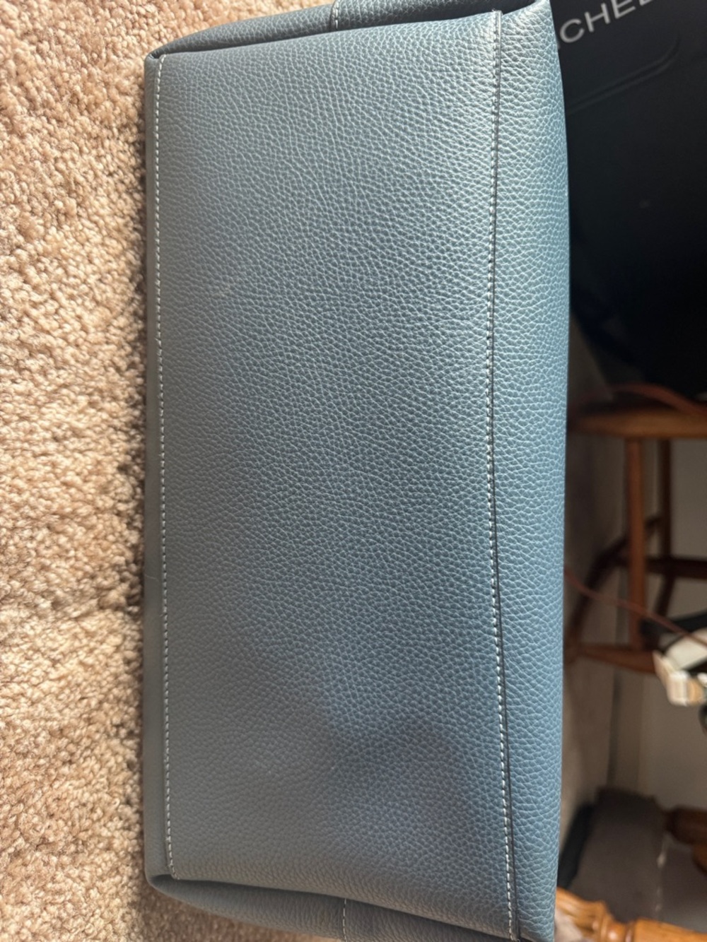 Coach Pebbled Leather Tote in Blue with Mint Interior - Picture 8 of 8